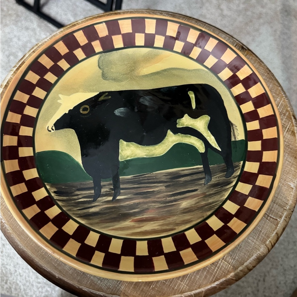 Decorative Plate with Cow Design
